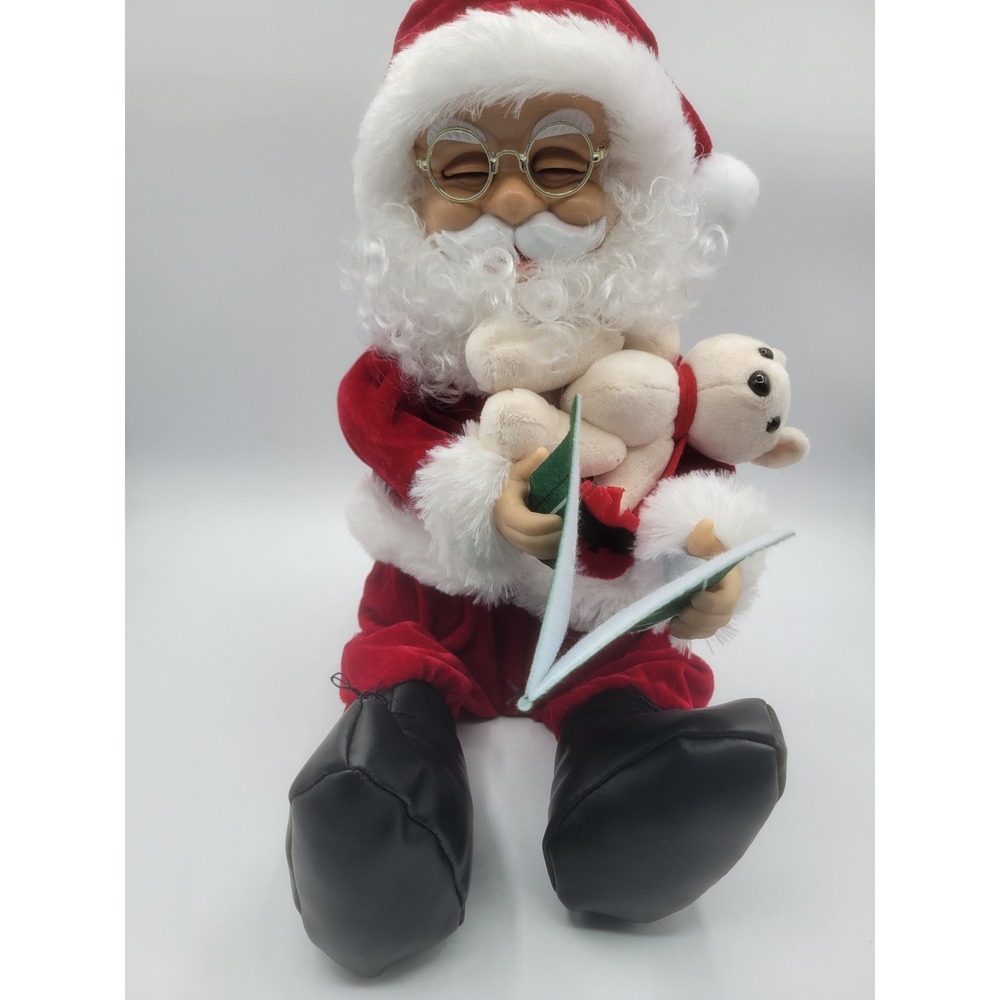 Animated Santa‎ Claus Figure Christmas Story Book Red Velvet Works